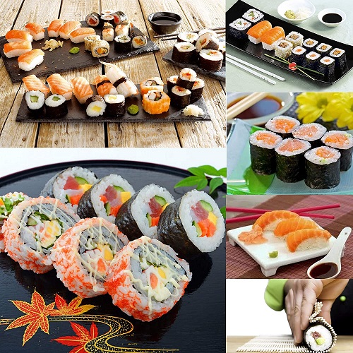 10 Piezas de Rollos de Sushi para Hacer Sushi AIflyMi Kit para Hacer Sushi Fabricante de Sushi 10 Piezas Completo con Cuchillo de Sushi Premium y Manual de Usuario