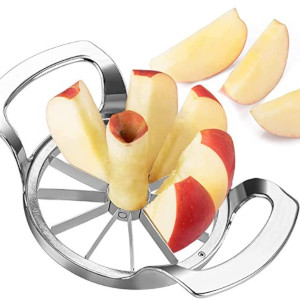 LEMCASE Cortador de Manzanas y Pelador 2 Piezas Set Cortadores para Fruta con Mango de Silicona Negro 